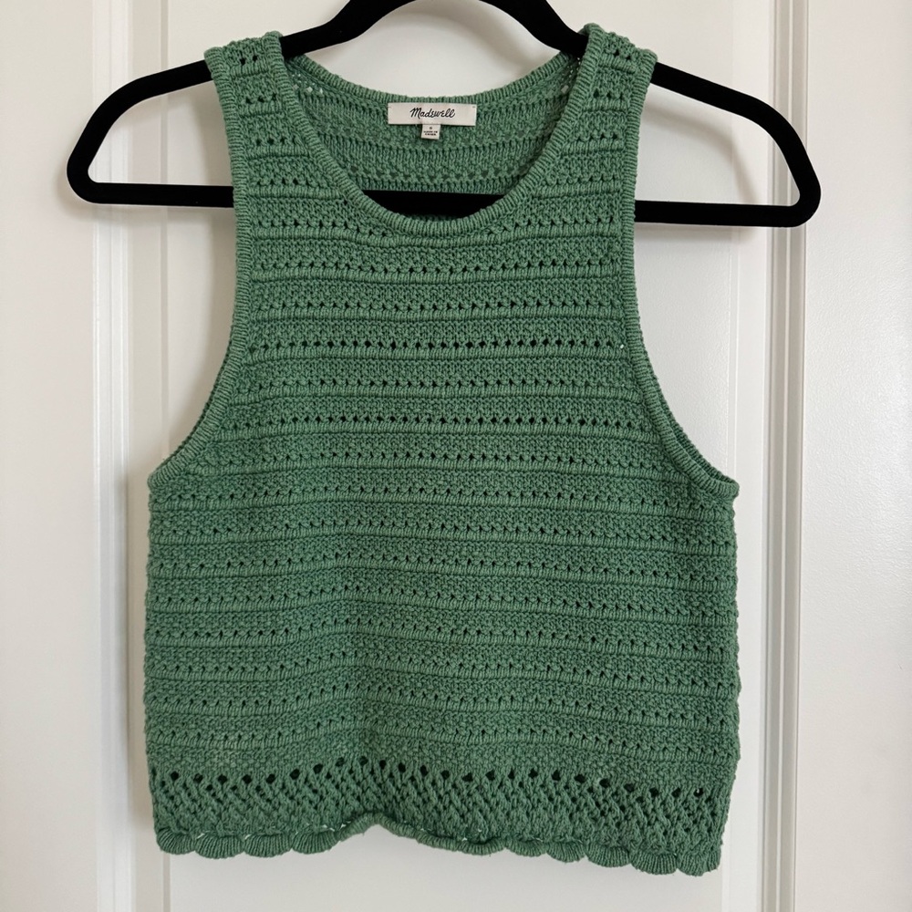 Madewell Sage Green Crochet Tank Top, S